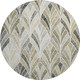 8' Taupe And Ivory Geometric Washable Round Rug With UV Protection