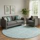 8' Turquoise And Ivory Medallion Washable Round Rug With UV Protection