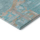 8' Teal Taupe And Beige Geometric Washable Round Rug With UV Protection