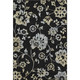 5' X 8' Black Silver And Beige Floral Washable Area Rug With UV Protection