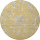 8' Gold And Silver Floral Washable Round Rug With UV Protection