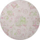 8' Pink And Green Floral Washable Round Rug With UV Protection