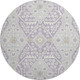 8' Lavender Gray And Beige Floral Washable Round Rug With UV Protection