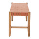 48" Tan and Brown Genuine Leather and Solid Wood Upholstered Dining Bench