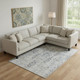 9' X 12' Gray And Blue Floral Washable Area Rug With UV Protection