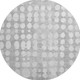 8' Gray And Ivory Polka Dot Washable Round Rug With UV Protection