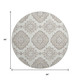 8' Ivory And Beige Medallion Washable Round Rug With UV Protection