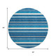 8' Denim Blue Ivory And Gray Striped Washable Round Rug With UV Protection