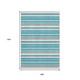 9' X 12' Teal Ivory And Gray Striped Washable Area Rug With UV Protection
