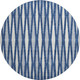 8' Navy Blue And Ivory Geometric Washable Round Rug With UV Protection