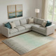 8' X 10' Artichoke Green Beige And Brown Striped Washable Area Rug With UV Protection