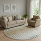 8' Charcoal Gold And Gray Striped Washable Round Rug With UV Protection