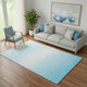 5' X 8' Sky Blue And Ivory Striped Washable Area Rug With UV Protection