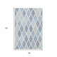 8' X 10' Sky Blue And Ivory Geometric Washable Area Rug With UV Protection