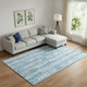 8' X 10' Sky Blue And Ivory Striped Washable Area Rug With UV Protection