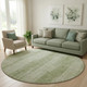 8' Artichoke Green And Ivory Striped Washable Round Rug With UV Protection