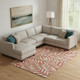 9' X 12' Rust And Beige Floral Washable Area Rug With UV Protection