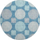 8' Teal Ivory And Gray Geometric Washable Round Rug With UV Protection