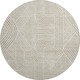 8' Beige And Ivory Abstract Geometric Washable Round Rug With UV Protection