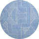 8' Blue And Ivory Abstract Geometric Washable Round Rug With UV Protection