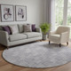 8' Lilac And Ivory Abstract Geometric Washable Round Rug With UV Protection