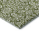 10' X 14' Olive Green And Ivory Damask Washable Area Rug With UV Protection