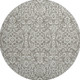 8' Taupe And Ivory Damask Washable Round Rug With UV Protection