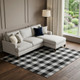 9' X 12' Black And Ivory Plaid Washable Area Rug With UV Protection