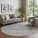 8' Black And Gray Ombre Washable Round Rug With UV Protection