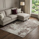 9' X 12' Taupe Beige And Gray Damask Washable Area Rug With UV Protection