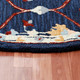 7' Navy Blue And Red Wool Trellis Hand Tufted Round Rug