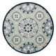 7' Blue And Sage Wool Medallion Hand Tufted Round Rug