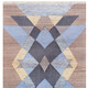 2' X 3' Blue Gray And Tan Geometric Hand Woven Area Rug With Fringe
