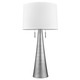 34" Silver Metal Two Light Table Lamp With White Empire Shade