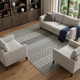 10' X 14' White And Black Striped Washable Area Rug With UV Protection