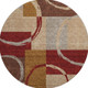 8' Wheat Burgundy And Gray Geometric Washable Round Rug With UV Protection
