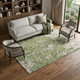 9' X 12' Olive Green And Ivory Abstract Washable Area Rug With UV Protection