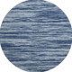 8' Blue And Ivory Striped Washable Round Rug With UV Protection