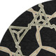 8' Black Beige And Ivory Geometric Washable Round Rug With UV Protection