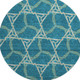 8' Teal Beige And Copper Geometric Washable Round Rug With UV Protection