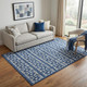 5' X 8' Navy Blue And Ivory Geometric Washable Area Rug With UV Protection