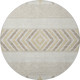 8' Beige Ivory And Tan Southwestern Washable Round Rug With UV Protection