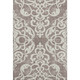 3' X 5' Taupe And Ivory Damask Washable Area Rug With UV Protection