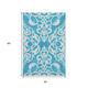 3' X 5' Turquoise And Ivory Damask Washable Area Rug With UV Protection