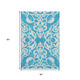 5' X 8' Turquoise And Ivory Damask Washable Area Rug With UV Protection