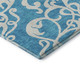 8' X 10' Turquoise And Ivory Damask Washable Area Rug With UV Protection