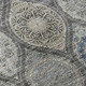 5' X 8' Gray Navy Blue And Beige Ogee Washable Area Rug With UV Protection