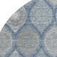 8' Navy Blue Ivory And Taupe Ogee Washable Round Rug With UV Protection