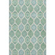 8' X 10' Sage Ivory And Teal Ogee Washable Area Rug With UV Protection