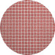 8' Red And Ivory Geometric Washable Round Rug With UV Protection